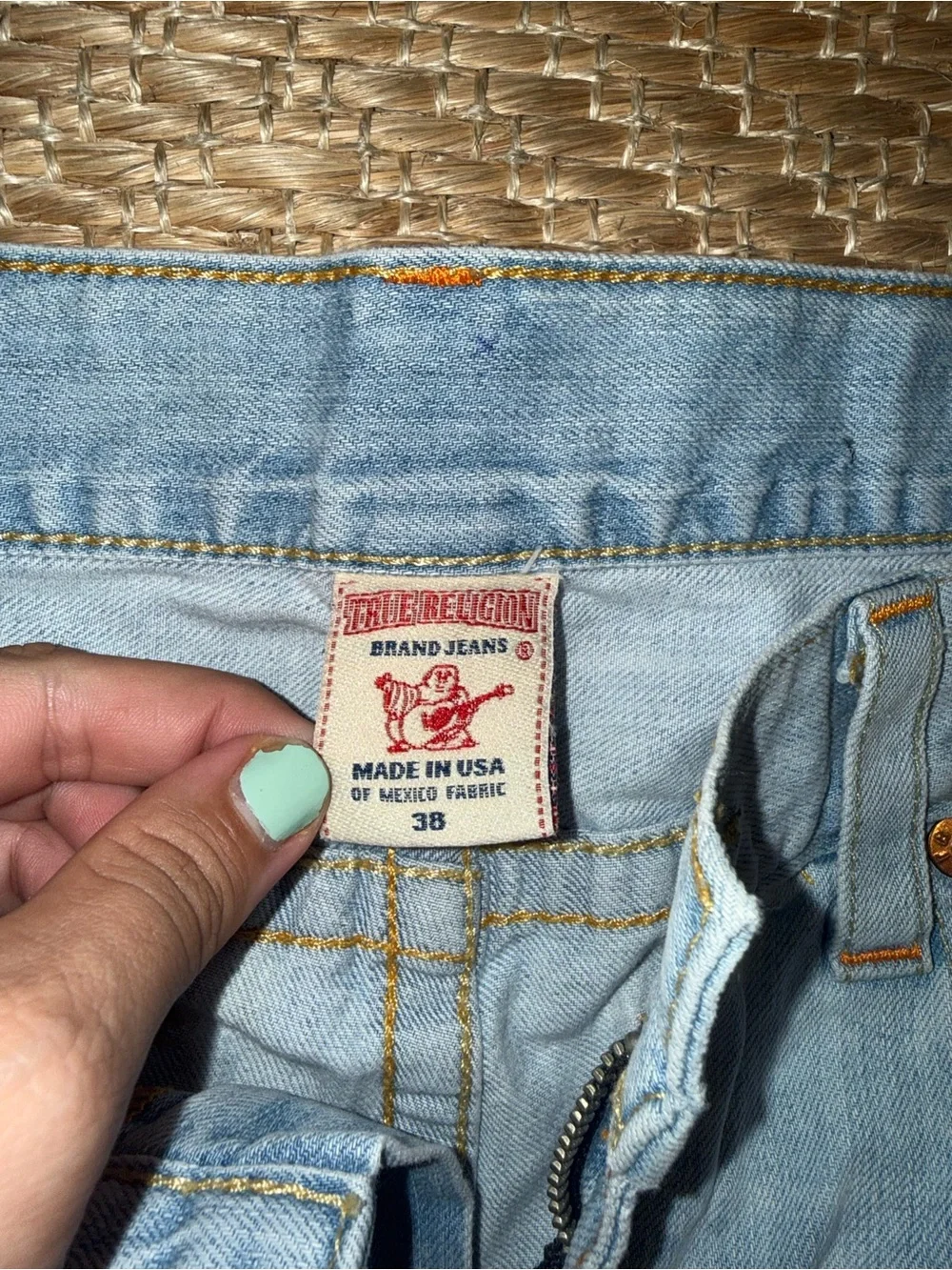 True Religion Light Blue Denim Cutoff Shorts
